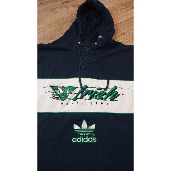 Adidas Notre Dame Fighting Irish Hoodie Mens Extra Large Henley Sweatshirt Leaf - Picture 3 of 16